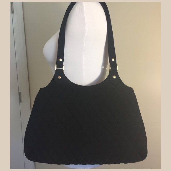 Vera Bradley Handbags - Vera Bradley Solid Black Quilted Shoulder Tote
